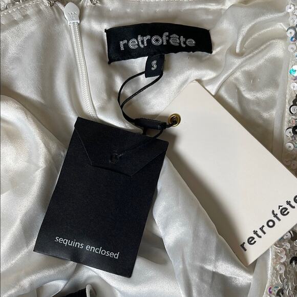 RETROFETE Camille Sequin Embellished Long Sleeve Deep V Maxi Dress Size Small - Picture 13 of 14